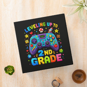 Leveling Up to 2nd Grade Back to School Gamer 3 Ring Binder