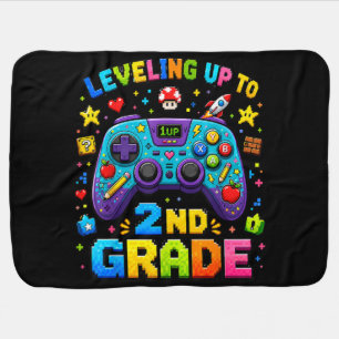 Leveling Up to 2nd Grade Back to School Gamer Baby Blanket