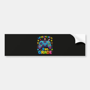Leveling Up to 2nd Grade Back to School Gamer Bumper Sticker