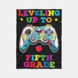 Leveling Up To 5th Grade Autism Gamer Ck To School Fleece Blanket