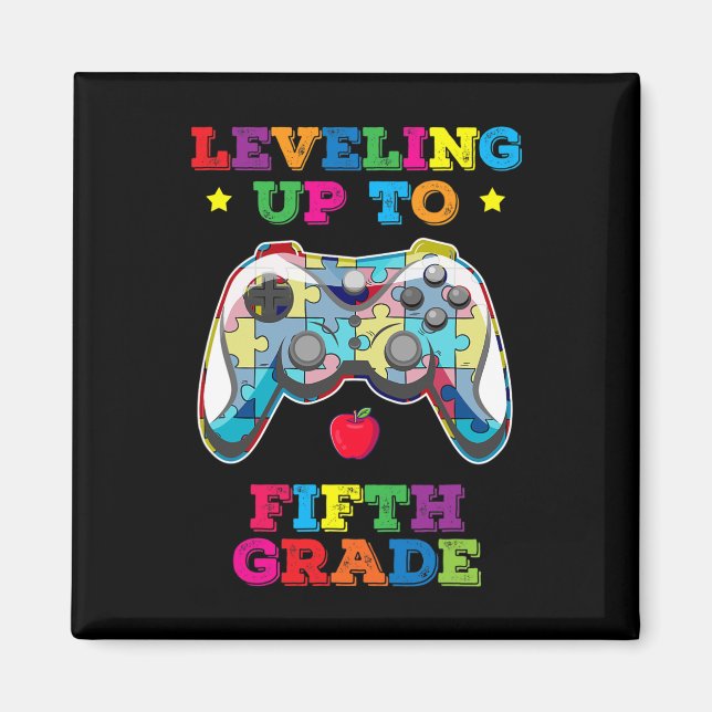 Leveling Up To 5th Grade Autism Gamer Ck To School Magnet (Front)