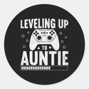 Leveling Up To Auntie Video Game By  Classic Round Sticker