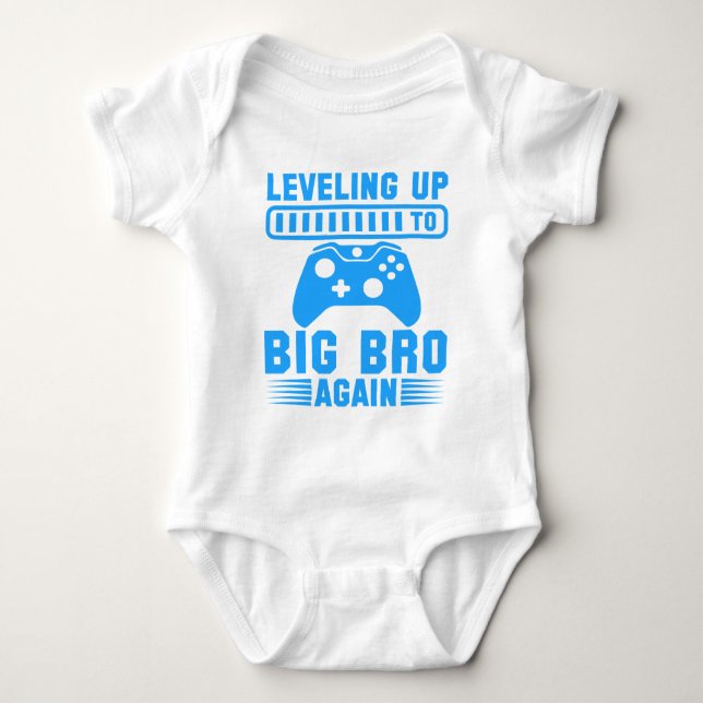 Leveling Up To Big Bro Again Baby Bodysuit (Front)