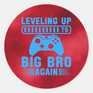 Leveling Up To Big Bro Again Red and Blue Classic Round Sticker