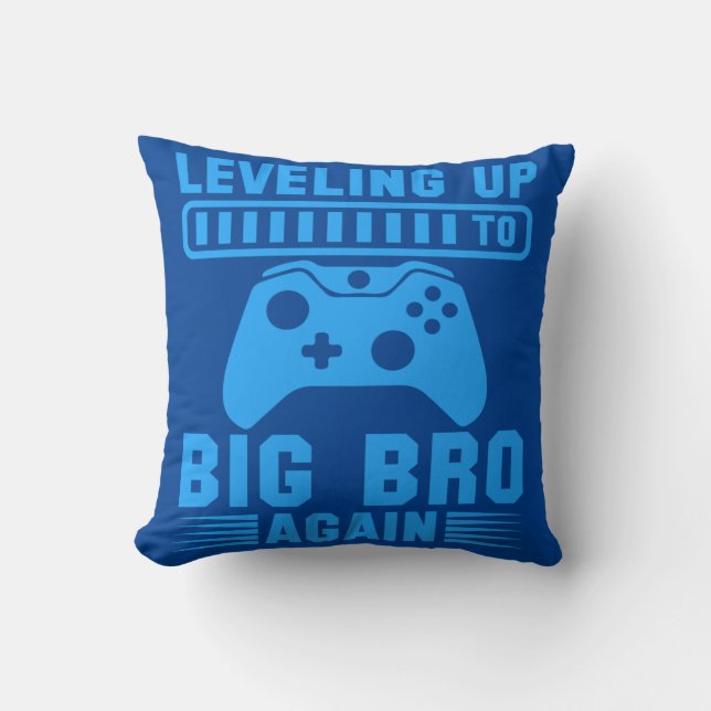 Leveling Up To Big Bro Again Throw Pillow (Front)