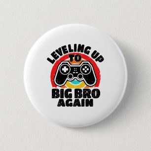 Leveling Up To Big Bro Again Vintage Gamer Brother Button