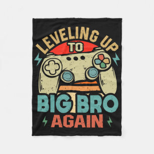Leveling Up To Big Bro Again Vintage Gamer Brother Fleece Blanket