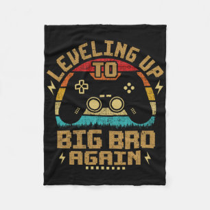 Leveling Up To Big Bro Again Vintage Gamer Brother Fleece Blanket