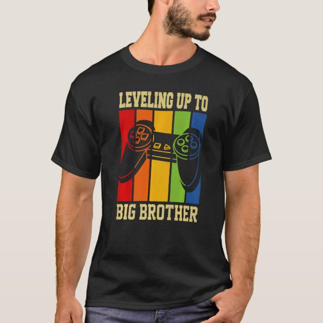 Leveling up to Big Brother 2022 gamer boys kids me T-Shirt (Front)