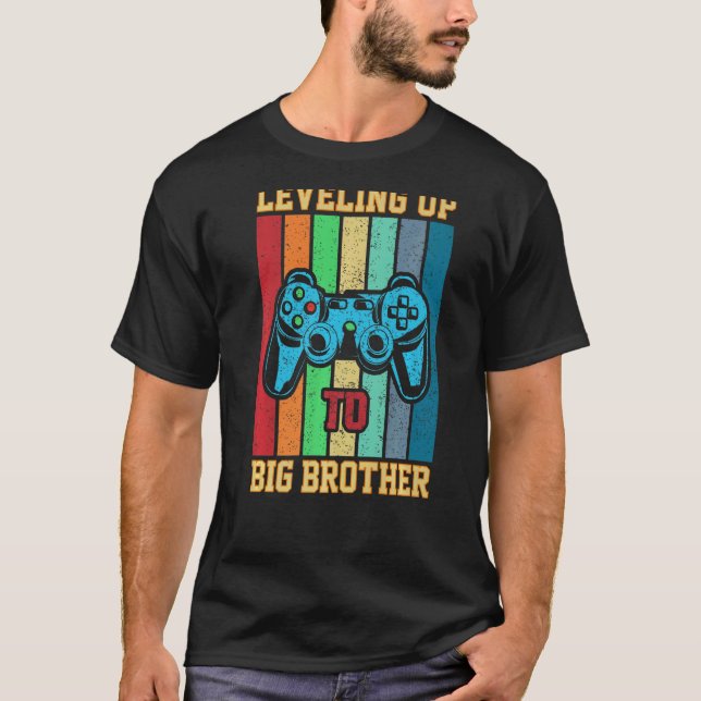 Leveling up to Big Brother 2022 gamer boys kids me T-Shirt (Front)