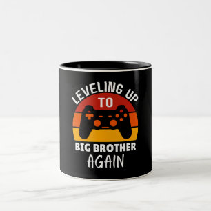 leveling up to big brother again - big bro gift Two-Tone coffee mug