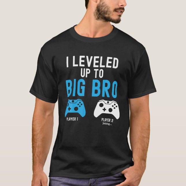 Leveling Up To Big Brother Design Video Game T-Shirt (Front)