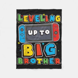 Leveling Up To Big Brother For Gamer Boys Kids Men Fleece Blanket