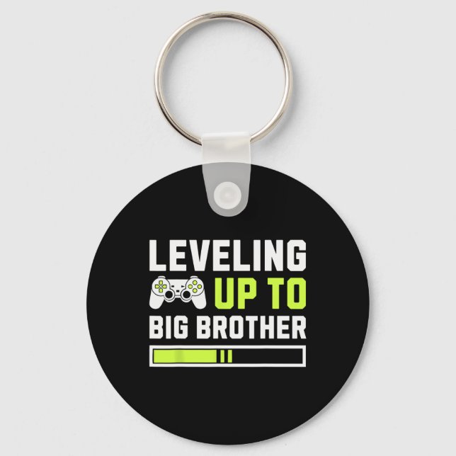 Leveling Up To Big Brother - Funny Gamer For Men K Keychain (Front)