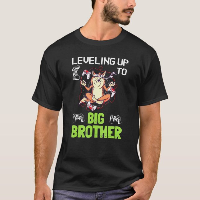 Leveling Up To Big Brother Gamer Shiba Inu Dog Vid T-Shirt (Front)