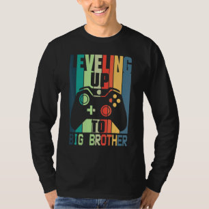 Leveling up to Big Brother gamer vintage cool kid T-Shirt