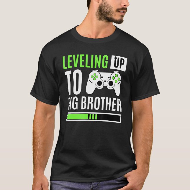 Leveling Up To Big Brother Gaming Baby Gender Anno T-Shirt (Front)