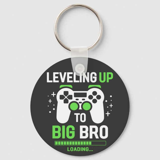 Leveling Up To Big Brother Gaming Basic Button  Keychain (Front)