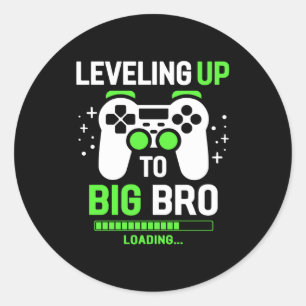 Leveling Up To Big Brother Gaming Boy Classic Round Sticker