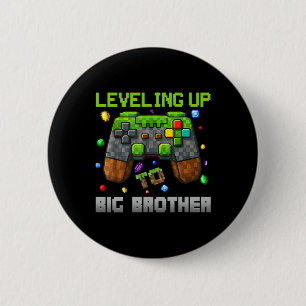 Leveling Up To Big Brother Shirt Funny Gamer Pixel Button