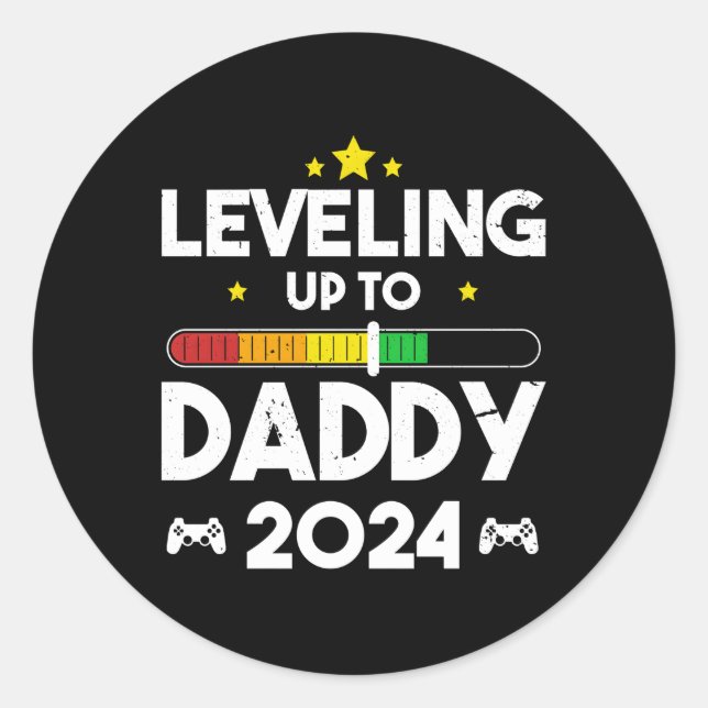 Leveling Up To Daddy Loading Promoted To Dad Fathe Classic Round Sticker (Front)