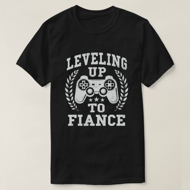 Leveling Up To Fiance Newly Engaged Couple Video T-Shirt (Design Front)