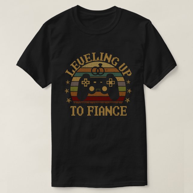 Leveling Up To Fiance Newly Engaged Couple Video T-Shirt (Design Front)
