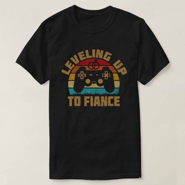 Leveling Up To Fiance Newly Engaged Couple Video T-Shirt (Design Front)