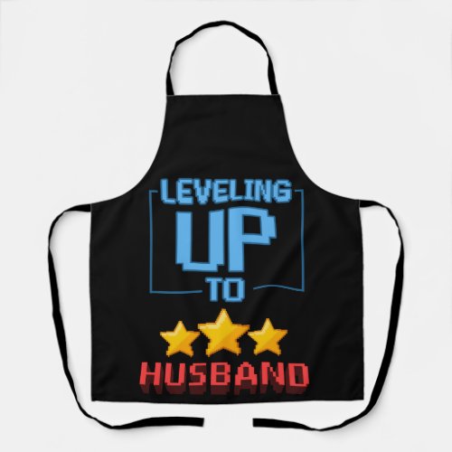 Leveling Up To Husband Funny Groom To Be Bachelor Apron