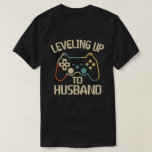 Leveling Up To Husband Gamer Newlywed Groom Gift T-Shirt<br><div class="desc">Leveling Up To Husband a nice distressed vintage style video game player couples tee,  a great engagement announcement gift for the bride to be to give to her fiance who loves to play video games.</div>