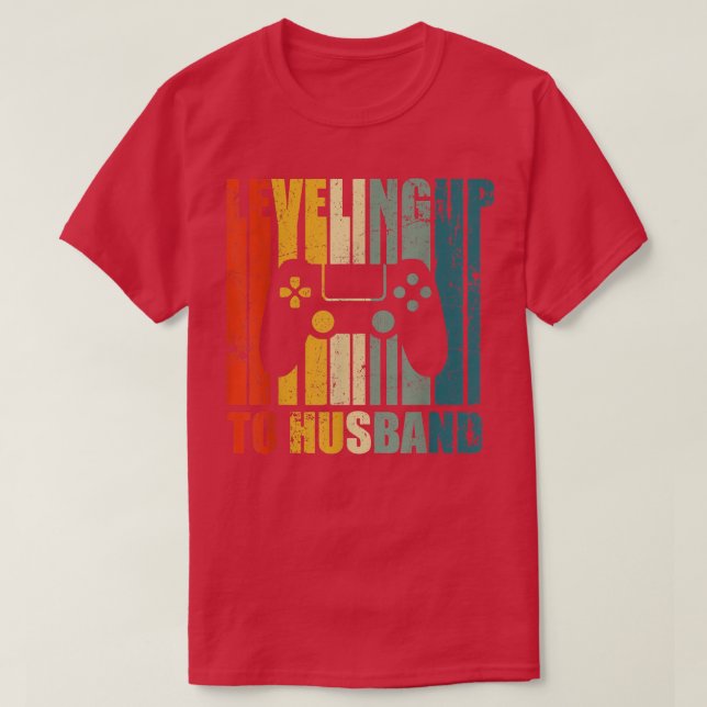 Leveling Up To Husband Groom Bride Wedding  T-Shirt (Design Front)