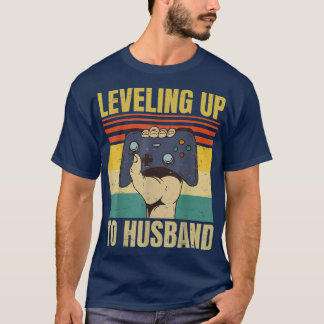 Leveling Up To Husband  Groom Gamer Wedding  T-Shirt
