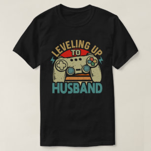 Leveling Up To Husband Groom To Be Bachelor Gamer  T-Shirt