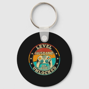 Leveling up to Husband Newlywed Married Gamer Keychain