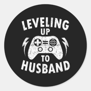 Leveling Up To Husbynd Engagement Wedding Groom Vi Classic Round Sticker
