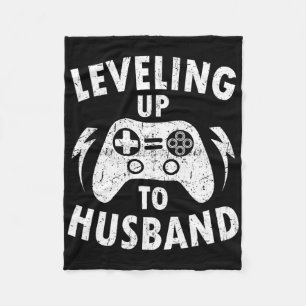 Leveling Up To Husbynd Engagement Wedding Groom Vi Fleece Blanket