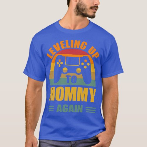 Leveling Up To Mommy Again 2024 Baby Reveal Family T_Shirt