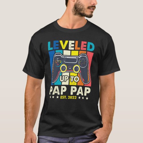 Leveling Up To Pap Pap 2022 Funny Gamer Vintage Ki T_Shirt