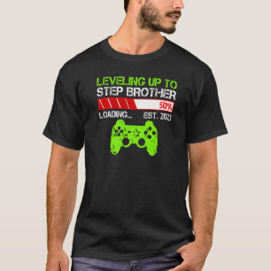 Leveling Up To Step Brother Est 2023  New Brother  T-Shirt