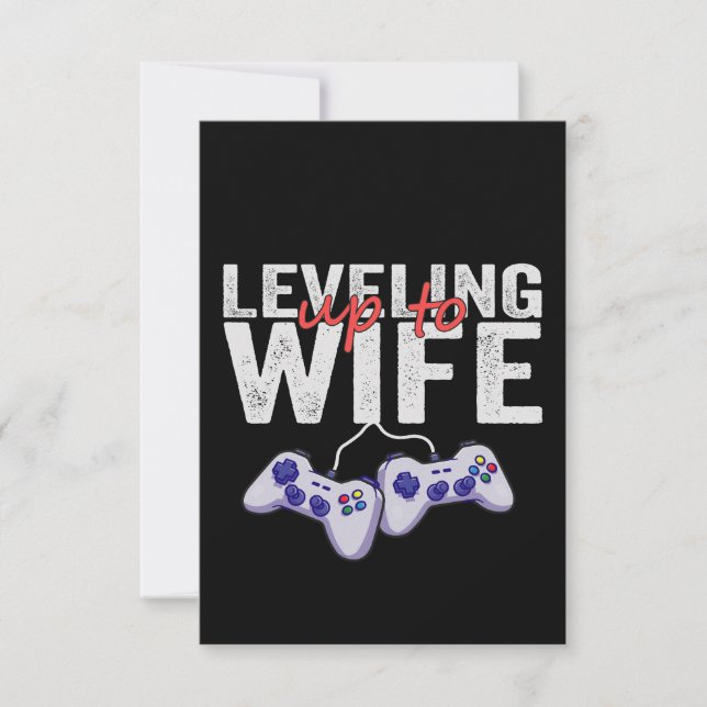 Leveling Up To Wife Funny Valentine Gaming Gift Thank You Card (Front)