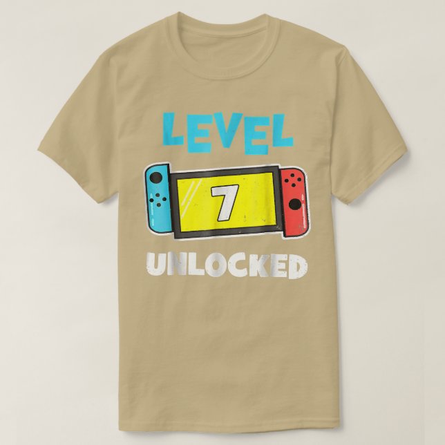 Levels 7 unlocked Gamer 7th Birthday Gift Video Ga T-Shirt (Design Front)
