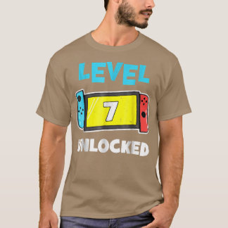 Levels 7 unlocked Gamer 7th Birthday Gift Video Ga T-Shirt