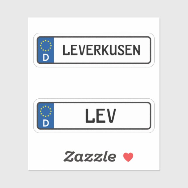 Leverkusen kennzeichen, German Car License Plate Sticker (Sheet)