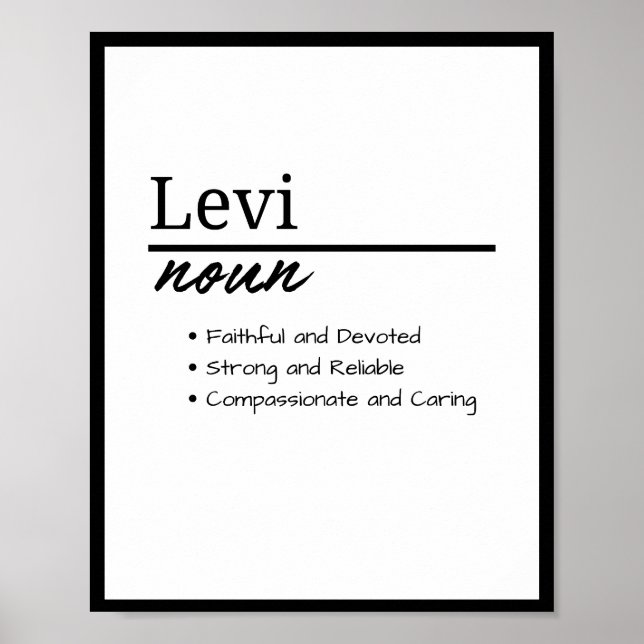 Levi, Boy Personalized Name Definition Poster (Front)