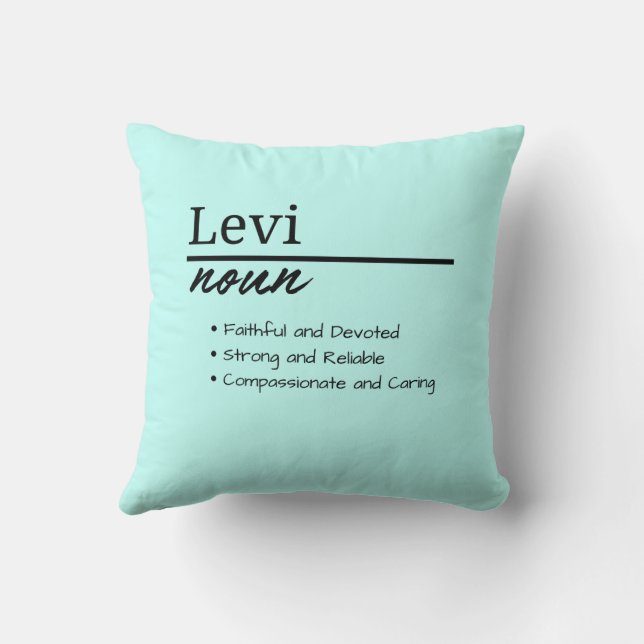 Levi, Boy Personalized Name Definition Throw Pillow (Back)