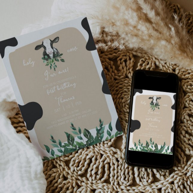 LEVI Cow First Birthday Invitation (Creator Uploaded)