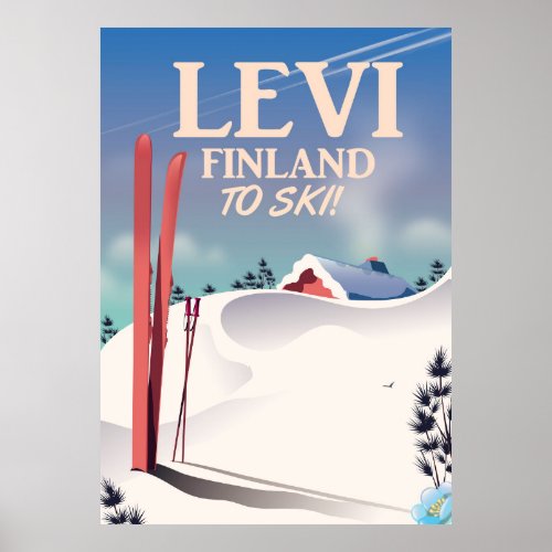 Levi Finland ski travel poster