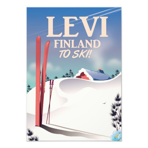 Levi Finland ski travel poster