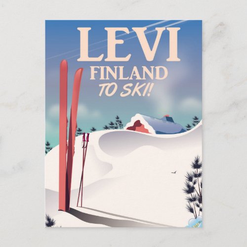 Levi Finland ski travel poster Postcard