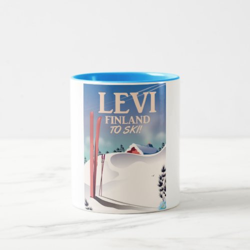 Levi Finland ski travel poster Two_Tone Coffee Mug